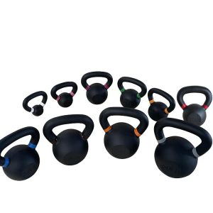 Black Cast Iron Kettlebell Set 5-50 w Rack